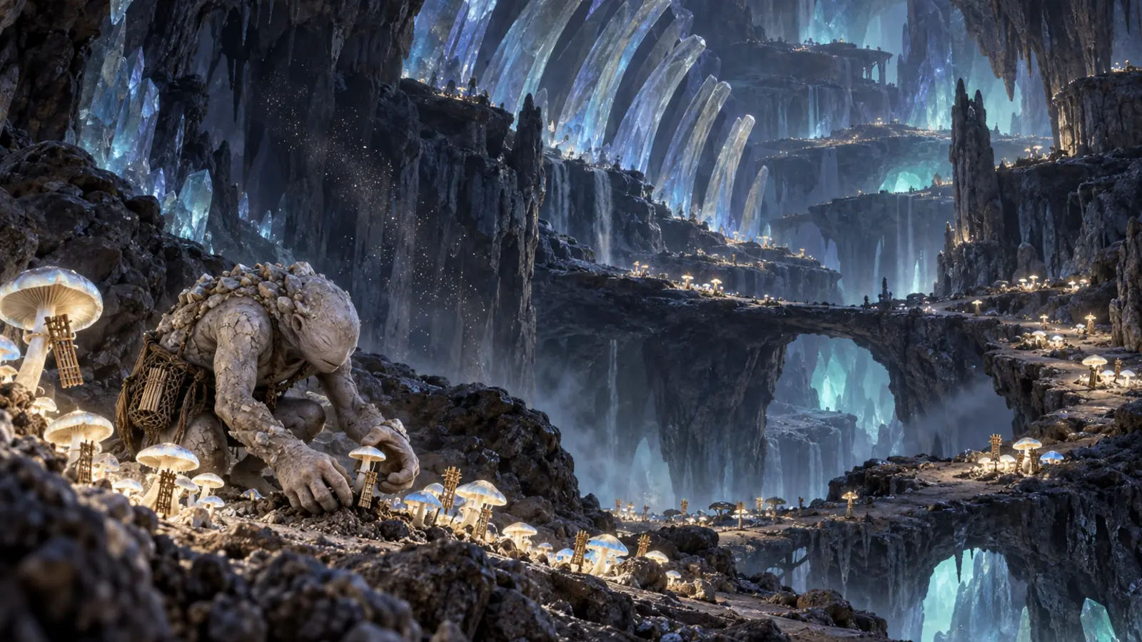 Fouisseur aveugle des Cavernes dans son environnement de cavernes des Marches d'Argent.