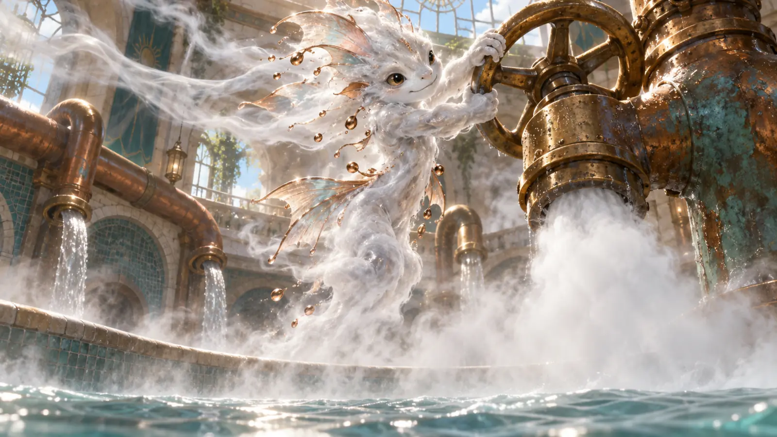 Méphite de vapeur des Bains dans son environnement de bains de Neverwinter.