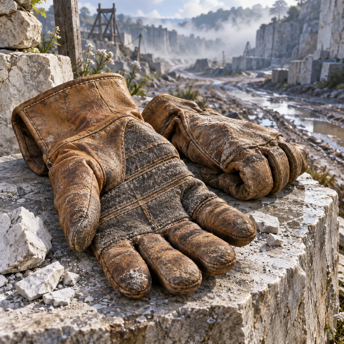 Gants de Carrier du Cormyr, des gants de cuir épais dont les paumes sont cousues de bandes de feutre.