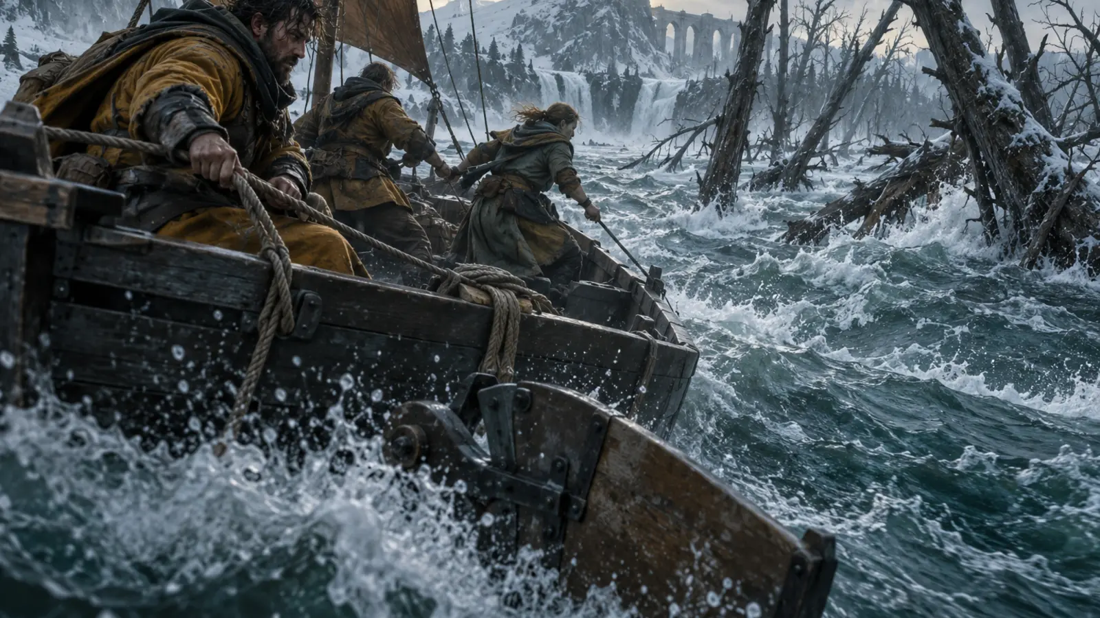 La situation de « La Barque sans Gouvernail » au moment où le gouvernail se détache dans un coude.