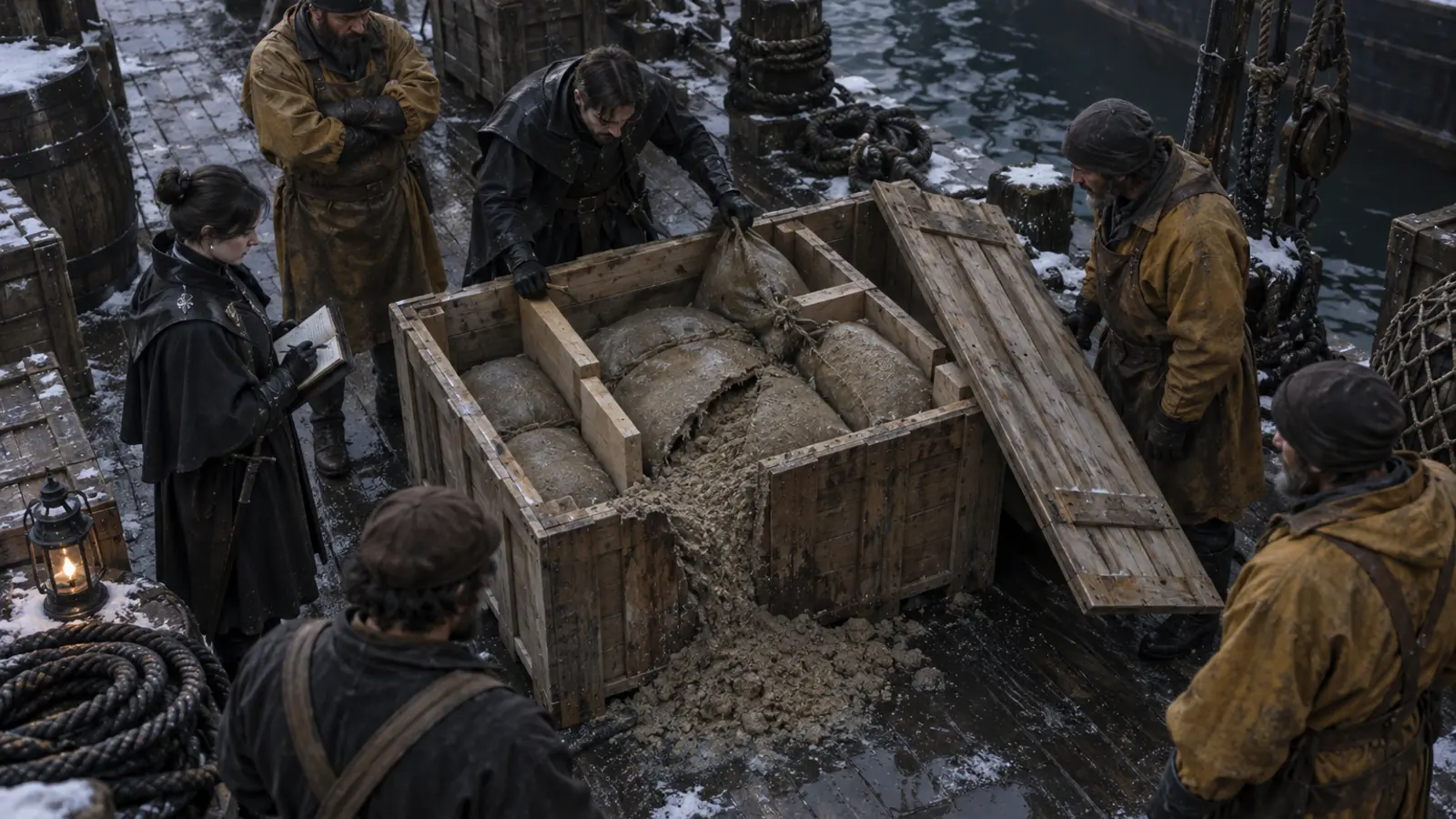La situation de « La Caisse Plus Légère » au moment où la caisse conserve le bon poids grâce à du sable humide.