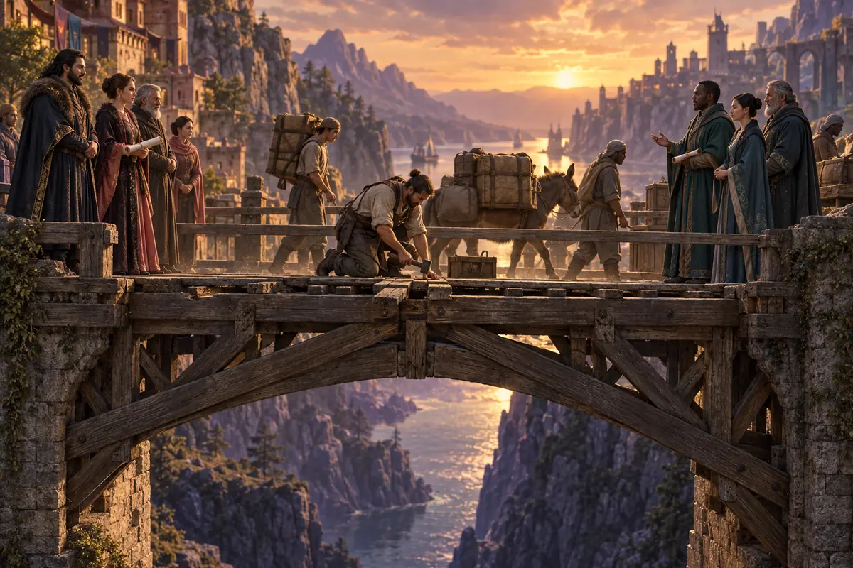 Illustration de « Défendre le Pont des Deux Chartes », centrée sur une situation directement jouable.